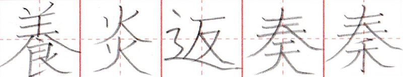 二つの右払いが存在する漢字の例